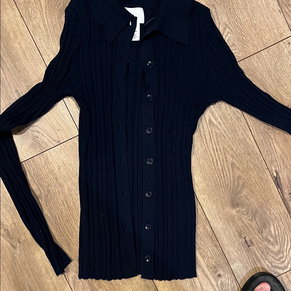 H&M Navy Ribbed Button-Up cardigan - Picture 3 of 5
